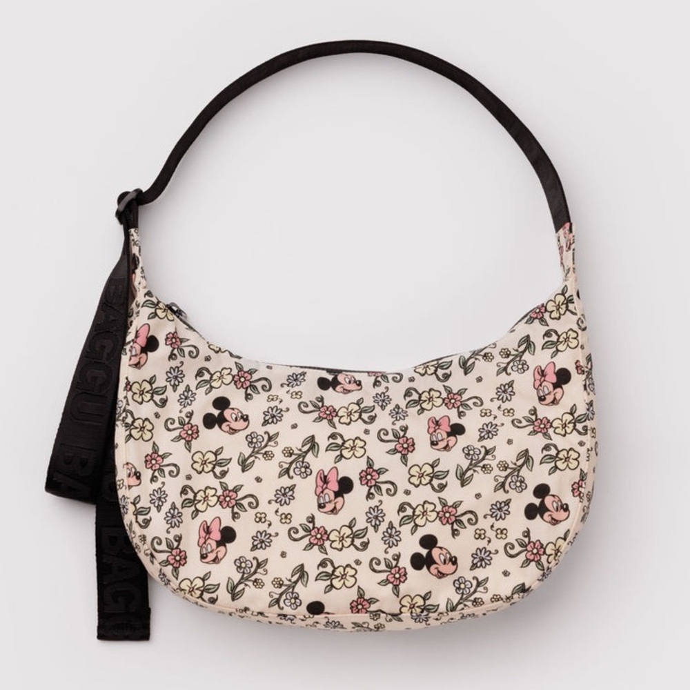 Baggu Disney Mickey & Friends Medium Nylon Crescent Bag Storybook Floral NWT